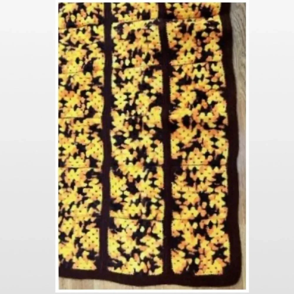 Vintage Hand Crochet Striped Heavier Home Blanket